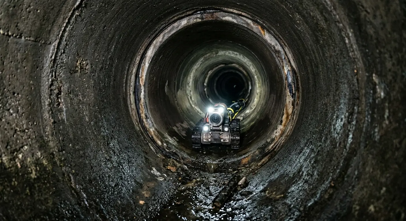 Robotic sewer camera inspecting pipe interior for Drain Snake Service in Wauconda